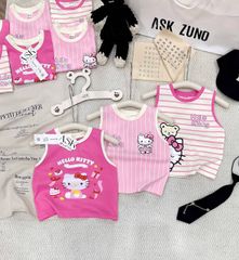 Áo ba lỗ kẻ hello kitty cute đáng yêu xinh xắn mát mẻ mùa hè cho bé gái