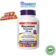 Viên Uống Magnesium Bisglycinate Webber Naturals 200mg - Giảm Căng Thẳng, Hỗ Trợ Giấc Ngủ Sâu và Khỏe Xương (Hộp 120 Viên) - YoungFit
