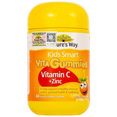 (Có tem) Kẹo dẻo bổ sung Vitamin C và Kẽm Nature's Way Úc Hỗ Trợ Tăng Đề Kháng  60 viên