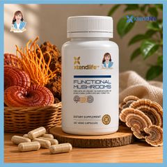 Viên uống bổ phổi New Zealand Xtend Life Functional Mushrooms 120 viên