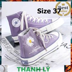 SALE - H24 - Giày Thể Thao Nữ Cao Cổ Hoa Cúc Tím - Phong Cách Thời Trang Dễ Phối Đồ 749722