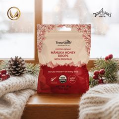 Kẹo ngậm mật ong Manuka hữu cơ MGO550+ với keo ong TranzAlpine Organic Manuka Honey Drops with Propolis 25 viên