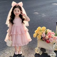 Hàng QC- Váy đầm công chúa cánh tiên nơ thỏ xinh xắn kèm kẹp tóc mùa hè điệu đà phong cách hàn quốc cho bé gái