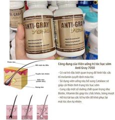 Viên Uống Giảm Tóc Bạc Sớm AntiGray Hair 7050 - Hỗ Trợ Tóc Khỏe Mạnh, Bóng Mượt, Xuất Xứ Mỹ, Dành Cho Nam Nữ