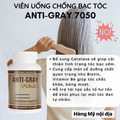 Viên Uống Giảm Tóc Bạc Sớm AntiGray Hair 7050 - Hỗ Trợ Tóc Khỏe Mạnh, Bóng Mượt, Xuất Xứ Mỹ, Dành Cho Nam Nữ