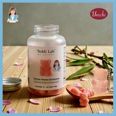 Kẹo dẻo bổ sung Canxi Vitamin D3 giúp xương chắc khỏe Úc Unichi Teddi Lab Calcium Vitamin D3 Gummy 60 viên