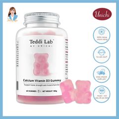 Kẹo dẻo bổ sung Canxi Vitamin D3 giúp xương chắc khỏe Úc Unichi Teddi Lab Calcium Vitamin D3 Gummy 60 viên