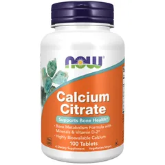 Viên Uống NOW FOODS Calcium Citrate Bổ Sung Canxi Và Chất Khoáng Giúp Xương Chắc Khỏe Lọ 100 viên 749976