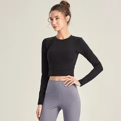 Áo Croptop Dài Tay Nữ Phối Lươi Tập Yoga,Gym, Thể Thao Mặc Tôn Dáng Vải Cao Cấp, Co Giãn 4 Chiều