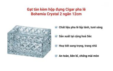 GẠT TÀN PHA LÊ KÈM HỘP ĐỰNG THUỐC LÁ 2 NGĂN BOHEMIA 12CM