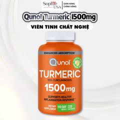 Viên uống tinh chất nghệ Qunol Turmeric 1500mg 220 viên - Giúp tăng cường sức khỏe và hấp thụ curcumin cao 95% từ nghệ tự nhiên