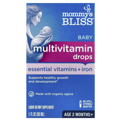 Vitamin tổng hợp cho bé + Sắt của Mommy's Bliss, từ 2 tháng tuổi trở lên, hương nho, 1 fl oz (30 ml)
