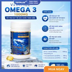 Vitatree Omega 3 - Hàng Nhập Khẩu Úc – Hỗ Trợ Tim Mạch, Não Bộ, Trí Nhớ Và Thị Lực - Lọ 150 Viên