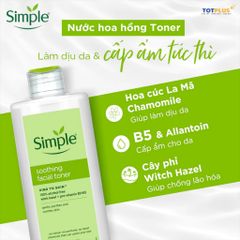 Nước Hoa Hồng Simple Soothing Facial Toner 200ml - Làm Dịu Và Cấp Ẩm Cho Da