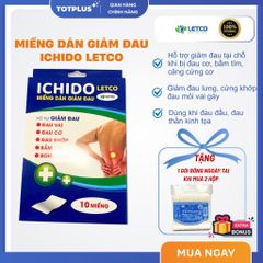 Miếng dán giảm đau ICHIDO LETCO – Giảm đau nhanh, tiện lợi - Hộp 10 miếng
