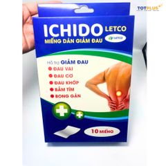 Miếng dán giảm đau ICHIDO LETCO – Giảm đau nhanh, tiện lợi - Hộp 10 miếng