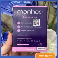 Manhae Menopause - Viên Uống Cân Bằng Nội Tiết Tố Nữ, Điều Hòa Kinh Nguyệt, Khô Hạn - Nhập Khẩu Pháp