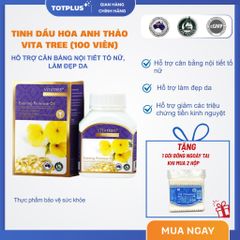 Tinh Dầu Hoa Anh Thảo Vitatree Evening Primrose Oil – Hỗ Trợ Nội Tiết, Đẹp Da, Giảm Khô Hạn, 100Viên