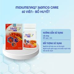Midu MenaQ7 360mcg Care – Hỗ Trợ Giảm Mỡ Máu, Hỗ Trợ Giảm Nguy Cơ Hình Thành Cục Máu Đông