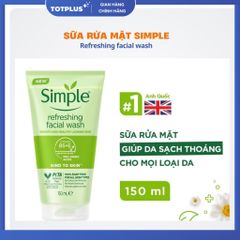 Sữa Rửa Mặt Simple Refreshing 150ml -  Sạch Thoáng Dịu Nhẹ Cho Mọi Loại Da