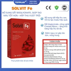 Sắt Solvit Fe – Sắt Bisglycinate Chelate Albion Hấp Thu Cao, Hỗ Trợ Tạo Máu, Giảm Nguy Cơ Thiếu Máu