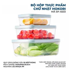 Bộ 3 Hộp Đựng Thực Phẩm Chữ Nhật Hokori - Việt Nhật - Mã SP 6533