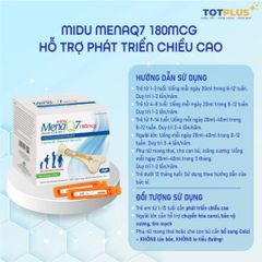 Midu MenaQ7 180mcg Hỗ Trợ Phát Triển Chiều Cao Cho Trẻ – Bổ Sung Canxi, D3, K2 Cho Xương Chắc Khỏe