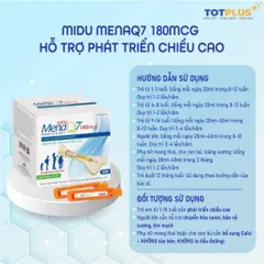 Midu MenaQ7 180mcg Hỗ Trợ Phát Triển Chiều Cao Cho Trẻ – Bổ Sung Canxi, D3, K2 Cho Xương Chắc Khỏe