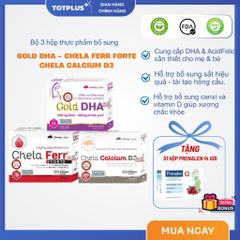 Bộ 3 sản phẩm Chela Ferr Forte, Chela Calcium D3, Gold DHA - Thực phẩm bổ sung cho bà bầu, sau sinh