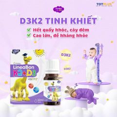 LineaBon D3K2 Cho Trẻ Em – Hỗ Trợ Hấp Thu Canxi, Hỗ Trợ Phát Triển Xương Và Chiều Cao (Nhập Khẩu Châu Âu)