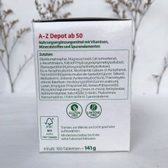 Vitamin tổng hợp A-Z Depot ab 50 của Altaphma cho người trên 50 tuổi,vitamin A, B1,B12,vitamin E,vitamin K, hộp 100 viên