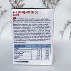 Vitamin tổng hợp A-Z Komplett ab 50 Depot của Mivolis cho người trên 50 tuổi,vitaminA, B1,B12,vitaminK, hộp 100 viên