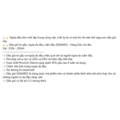 Dầu gội SEBAMED loại bỏ gầu, ngứa da đầu, nấm đầu chai 200ml, hàng nội địa Đức