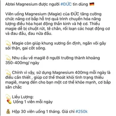 Viên uống bổ sung Magie 400, magnesium hỗ trợ hệ thần kinh, cơ bắp, giảm đau mỏi tê bì chân tay, hộp 30 viên