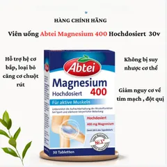 Viên uống bổ sung Magie 400, magnesium hỗ trợ hệ thần kinh, cơ bắp, giảm đau mỏi tê bì chân tay, hộp 30 viên