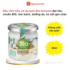 Dầu dừa hữu cơ ép lạnh Bio Kokosol, an toàn không chưa chất bảo quản, hũ 300ml