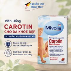 Viên uống chống nắng CAROTIN cung cấp vitamin E, vitamin B12 giúp da khỏe, ko bắt nắng, hộp 60 viên