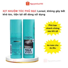 XỊT NHUỘM TÓC PHỦ BẠC Loreal, không gây bết khô tóc, tiện lợi dễ dàng sử dụng, chai 75ml