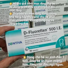 Vitamin D3 kết hợp với Fluor giúp tăng cường hấp thụ canxi cho bé, hộp 90 viên