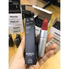 Son lì số 12 KIKO 𝙋𝙤𝙬𝙙𝙚𝙧 𝙋𝙤𝙬𝙚𝙧 mềm mịn phủ nhung, không gây khô môi, chất mịn, màu đỏ gạch