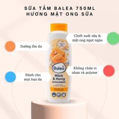 Sữa tắm mật ong balea, dưỡng ẩm, làm dịu da, mùi thơm ngọt, chai lớn 750ml