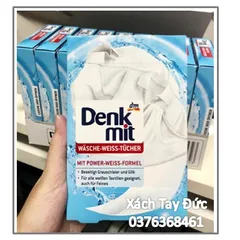 Miếng giặt tẩy trắng quần áo Denkmit,tiết kiệm thời gian và làm trắng cực kỳ tốt, hộp 20 miếng