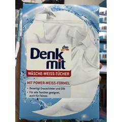 Miếng giặt tẩy trắng quần áo Denkmit,tiết kiệm thời gian và làm trắng cực kỳ tốt, hộp 20 miếng