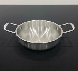 Chảo inox 2 quai đáy bầu, chảo ăn phong cách Hàn Quốc, chảo sâu lòng đa năng trang trí món ăn HXG (TH618)
