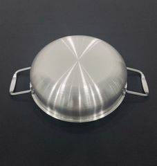 Chảo inox 2 quai đáy bầu, chảo ăn phong cách Hàn Quốc, chảo sâu lòng đa năng trang trí món ăn HXG (TH618)