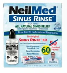 Bộ sản phẩm nước muối rửa mũi (nước muối sinh lý) Neilmed Sinus Rinse 60 gói