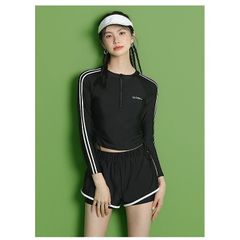 Bộ đồ bơi nữ kéo khoá ,áo tắm biển dài tay quần short chất thun lạnh phong các Hàn Quốc