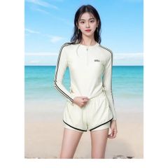 Bộ đồ bơi nữ kéo khoá ,áo tắm biển dài tay quần short chất thun lạnh phong các Hàn Quốc