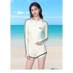 Bộ đồ bơi nữ kéo khoá ,áo tắm biển dài tay quần short chất thun lạnh phong các Hàn Quốc