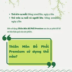 THIÊN MÔN BỔ PHỔI Premium giúp giảm ho, giảm đờm, giảm đau rát họng, bảo vệ phổi chai 250ml